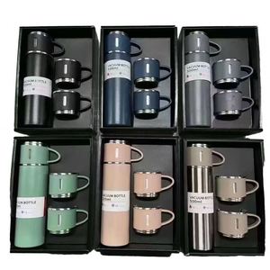 IStapromo Wholesale Hot Thermos Vacuum Flask Set Stainless Steel Water Bottle with 3 <b>Cups</b> Personal Gift Set - Product Image 4
