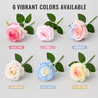 6 Roses artificielles en soie aux couleurs vibrantes, à tige unique, fleurs artificielles réalistes pour la décoration de mariage, centre de table, fête, ensembles de bricolage