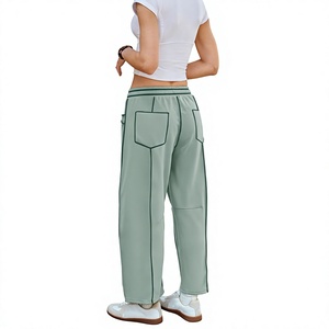 Custom Embroidery Oversized Women Baggy Sweatpants Heavyweight Premium Cotton Fleece Custom Design And Logos Women <b>Trousers</b> - Product Image 4