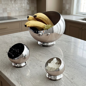 Juego de 3 Fruteros Decorativos de Acero Inoxidable con Base de Pedestal para Frutas, Nueces, Dulces, Bocadillos y Decoración de Mesa para el Hogar - Product Image 2
