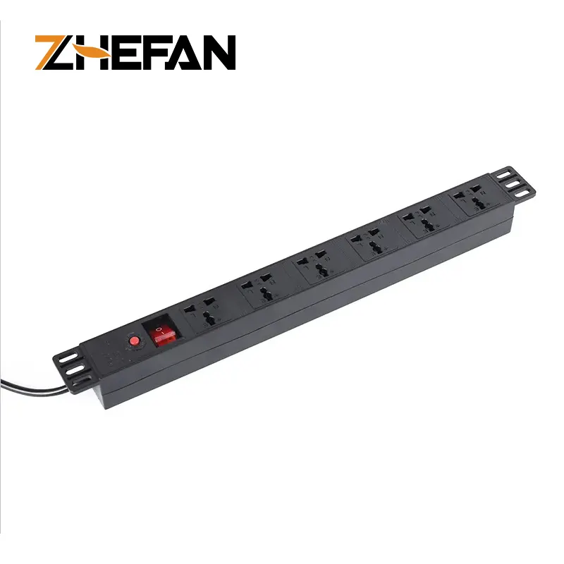 ZHEFAN Basic 1p 32a 30a Iec 1u Universal Pdu 6 Way 1u 30 Amp Pdu With Circuit Breaker