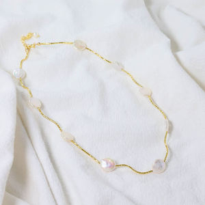 Peishang - Collar de Plata de Ley 925 con Colgante de Perla Blanca de Grado AAAAA Chapado en Oro para Mujer, Cadena de Eslabones, Hecho a Mano, Moderno - Product Image 2