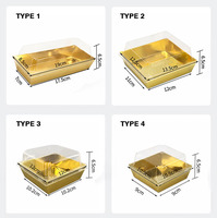 Boîte à pâtisserie dorée avec couvercle transparent, boîte à gâteau en papier, emballage alimentaire pour boulangerie, conteneur avec couvercle transparent en PET, boîte à dessert jetable