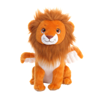 Peluche lion volant marron personnalisée OEM/ODM, yeux brodés, jouet en peluche lion de dessin animé, animal en peluche lion.