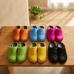 Men and Women Furry Oxford Fashion Home Anti-Slip Genuine Leather Sole Cozy <b>Comfortable</b> Indoor Bedroom Shoes Warm Spring - Product Image 3