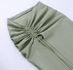 2024 Fashionable and <b>Sexy</b> High Waist <b>Women</b> 100% Cotton Model Casual Skirt Drawstring Gathered Slit Slim Fit Versatile Skirt - Product Image 5