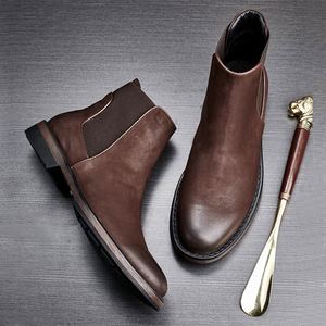 New Fashionable Trendy <b>Pointed</b> <b>Toe</b> Slip-On Men's Shoes Cowhide with for Embossing Waterproof Autumn Business Casual - Product Image 6