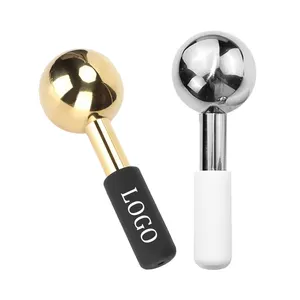 Personal Label Two-pack Beauty Products 13.5cm Gold Silver Metal Cryo Stick Stainless Steel Ice Globes For Face Massage