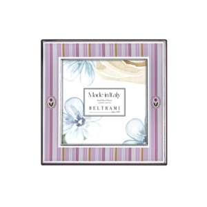 Beltrami Photo <b>Frame</b> 4x4 Silver Plated Enamel Tulip Design Wood Back - Product Image 1