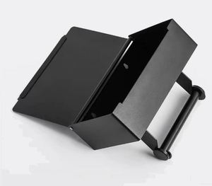 Portarotolo di carta igienica nera in acciaio inossidabile con rotolo di tessuto metallico con ripiano e coperchio della scatola di <span class=keywords><strong>salviette</strong></span> umidificate e conservazione del cassetto - Product Image 3