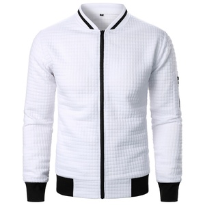 Veste zippée personnalisée pour homme, à carreaux et couleur unie, col montant, style décontracté, sweat-shirt, manteau tendance pour homme - Product Image 4
