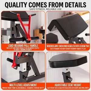Silla de Gimnasio Metálica Plegable y Ajustable para Entrenamiento de Bíceps, Taburete Tipo Priest para Uso Comercial y Doméstico - Product Image 2