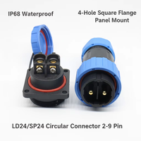 Connecteur circulaire robuste LD24 IP68 étanche en laiton, 2 à 9 broches, à montage sur panneau, fiche et prise pour applications d'alimentation