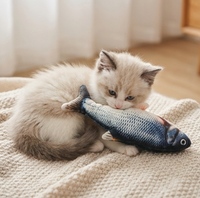Mainan Kucing USB Rechargeable Ikan Realistis Termasuk Catnip Dapat Dicuci Hadiah untuk Anak Kucing Elektrik Bergetar Otomatis Mainan Kucing Peliharaan