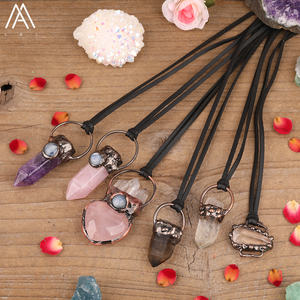 Богемный Классический Бронзовый кулон ожерелье «DIY» ювелирные изделия из натурального камня необработанный кварц Лабрадорит Друза свадьбы вечеринки - Product Image 1