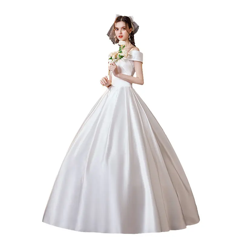 2023 새로운 스타일 화이트 신부 웨딩 드레스 레이스 Strapless 드레스 민소매 저녁 한 어깨 웨딩 드레스
