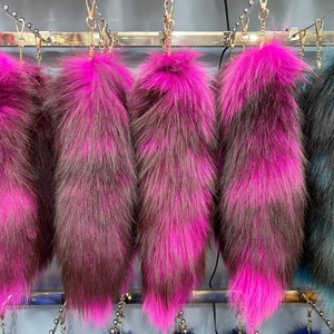 Porte-clés en fourrure de renard véritable, grande et moelleuse, style féerique, 45 cm de long, breloque pour sac à main, vente en <span class=keywords><strong>gros</strong></span> directe usine Chine - Product Image 4