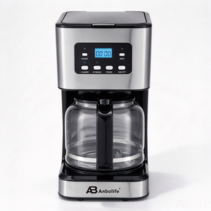 Cafetière à filtre programmable Anbolife Simpy en acier inoxydable 950W <span class=keywords><strong>avec</strong></span> carafe en verre pour la maison et le bureau - Product Image 2