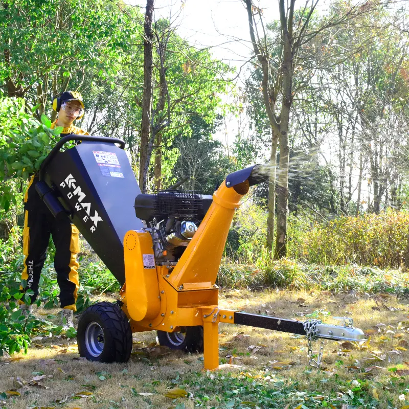 High Efficient 15HP Gasoline Engine Powered Wood Shredder Upgraded 5 inches High Performance Wood Chipper