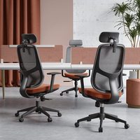 Chaise de bureau exécutive moderne JOHOOFURNITURE en maille avec support lombaire, appui-tête, base pivotante à cinq branches, dossier haut, gris, ergonomique, fabriquée en usine