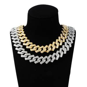 New Style 14mm Hip-Hop Jewelry Colorful Rhombic <strong>Chain</strong> Gold Plated Stainless Steel Cuban <strong>Chain</strong> Necklace Men Gift - Product Image 4