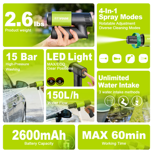 Machine de nettoyage pliable ENVOOR avec indicateur de puissance LED, buse 4-<span class=keywords><strong>en</strong></span>-1, kit de 5 pièces pour le camping, le lavage de voiture et la maison - Product Image 6