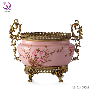 Serie Fiori di Ciliegio Rosa, Classica Decorazione per la Casa in Porcellana di Rame con Pappagallo <span class=keywords><strong>Antico</strong></span>, Opera d'Arte Retrò, <span class=keywords><strong>Arredamento</strong></span> di Lusso - Product Image 3