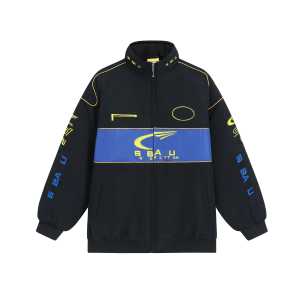 Customizable Men's Retro Racing Motorcycle <strong>Jacket</strong> Fully Embroidered Thick Warm Polyester Cotton Breathable <strong>F1</strong> <strong>Vintage</strong> Coat - Product Image 2