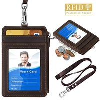 Pabrik Grosir Pemegang Kartu Bus Dompet Kustom Pu Kulit Leher Pemegang Kartu Id dengan Lanyard