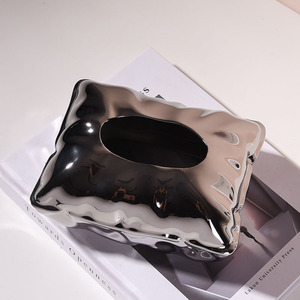 Seramik Kağıt Mendil Tutucu İskandinav Modern Tasarım Krem Rengi Ev Kullanımı Masa Üstü Kağıt Dispenseri Dekoratif Aksesuar - Product Image 4
