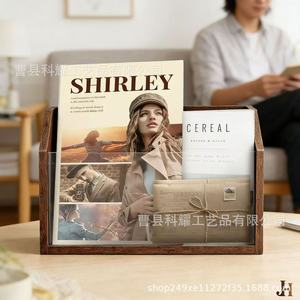 Wooden Magazine <b>Storage</b> Box Wall Mounted Solid Wood Office <b>File</b> Rack For Home Or Office Use - Product Image 4