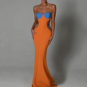 strapless open back dress Coral My Peasant Dress Style Caftan in Diamond Aztec Pattern main image 1