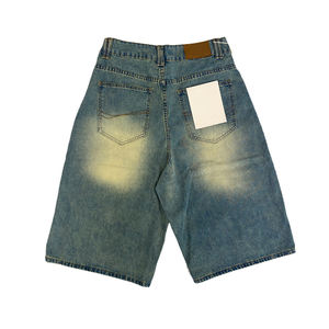 Shorts en jean <span class=keywords><strong>bleu</strong></span> <span class=keywords><strong>clair</strong></span> droits personnalisés pour hommes, streetwear, été, décontracté, hip hop, jorts pour garçon - Product Image 3