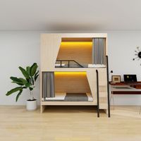 Lit superposé d'hôtel capsule avec rideau insonorisé et serrure intelligente, lit superposé pour hôtel capsule