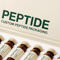 Boîte rigide en carton blanc magnétique personnalisée pour flacons de peptides, 6 flacons, avec insert en mousse et logo estampé à chaud en or