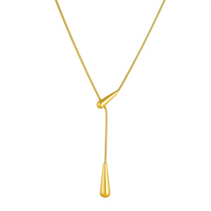 Minimalist Teardrop Pendant Necklace Stainless Steel Chain Tassel Design Fashion Jewelry For Women N3314 - Product Image 5