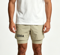 Shorts de sport pour homme à double couche doublée, imprimés sur mesure, en polyester et élasthanne extensible dans quatre sens, certifiés Oeko-Tex et écologiques