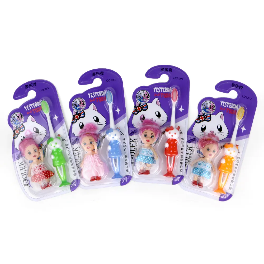नरम बच्चों के टूथब्रश के साथ प्यारा खिलौने अनुकूलित किया जा सकता प्यारा कार्टून बच्चे टूथब्रश फैक्टरी प्रत्यक्ष एक कम कीमत पर