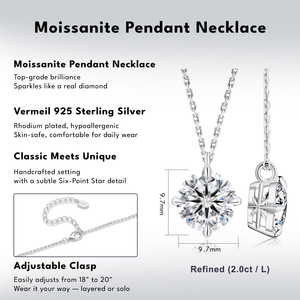 จี้มอสซาไนต์ 2 กะรัต 1 กะรัต ชุบทองคำขาว 14K พร้อมสร้อยเงินแท้ S925 เพชรมอสซาไนต์สร้างในห้องปฏิบัติการ สร้อยคอสำหรับผู้หญิง - Product Image 3