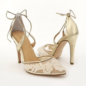 Mode haute qualité en soie élégante garniture <span class=keywords><strong>dentelle</strong></span> <span class=keywords><strong>ivoire</strong></span> femmes chaussures de <span class=keywords><strong>mariage</strong></span> - Product Image 6