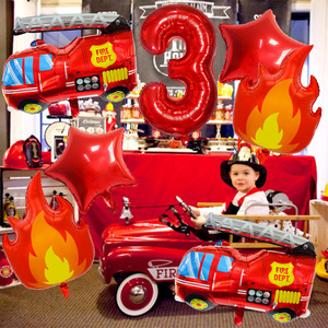 Ballons de <span class=keywords><strong>camion</strong></span> de pompiers, extincteur, flamme, chiffres en aluminium, ballon de <span class=keywords><strong>pompier</strong></span> <span class=keywords><strong>pour</strong></span> décoration de fête d'anniversaire - Product Image 3