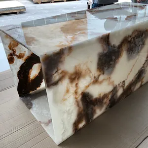 Customized size translucent stone acrylic alabaster solid surface for table tops