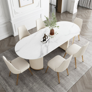 Mesa de Comedor Ovalada de Estilo Nórdico Moderno a Precio de Fábrica, Estilo Crema Simple con Silla de Comedor para Muebles de Comedor de Villa - Product Image 6