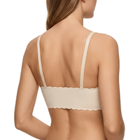 Soutien-gorge grande taille pour femme, bretelles réglables à bord ondulé, coussinets amovibles, col en V, en soie glacée, sans armatures, sans coutures, pour grandes tailles