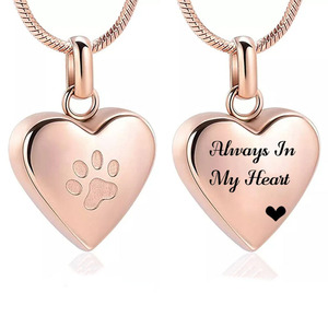 Pet Keepsake Jewelry <b>heart</b>-shaped paw print stainless steel urn pendant necklace to commemorate pet - Product Image 4