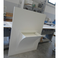 Lavabos d'Intérieur à Surface Solide en Pierre pour Salle de Bain, Mur Arrière, Design de Luxe, Lavabo en Forme de Feuille avec Lumière LED