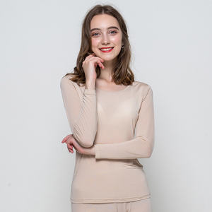 Ensemble de sous-vêtements thermiques en soie tricotée 100% soie de mûrier, pantalon thermique - Product Image 1