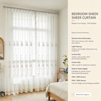 Rideaux Transparents Blancs Yun Zhu avec Broderie Florale, Rideaux en Dentelle Élégants pour Villa, Chambre, Salon, Hôtel