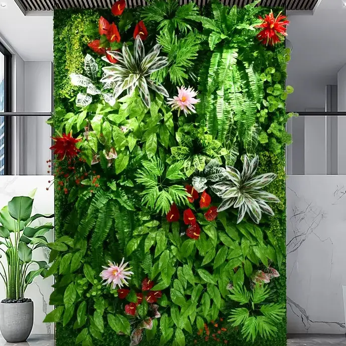 2023 nouveau design jungle vent vert plante mur vertical tenture artificielle plante verte herbe mur maison bureau décoration