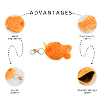 Porte-monnaie en peluche personnalisé, motif poisson Taiyaki mignon, fabrication OEM, mini pochette de rangement, sac messager, porte-clés, porte-monnaie pour usage quotidien